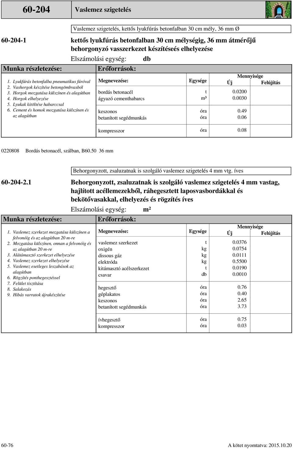 keős lyukfúrás beonfalban 30 cm mélységig, 36 mm ámérőjű behorgonyzó vasszerkeze készíéseés elhelyezése db Lyukfúrás beonfalba pneumaikus fúróval Vashorgok készíése beongömbvasból Horgok mozgaása