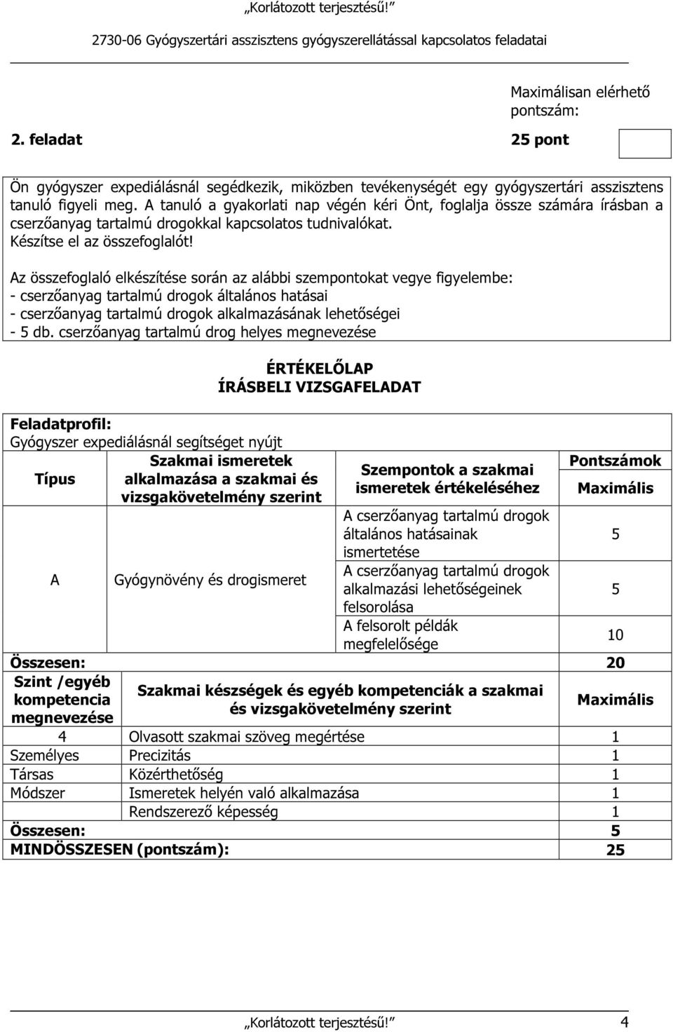 Az összefoglaló elkészítése során az alábbi szempontokat vegye figyelembe: - cserzőanyag tartalmú drogok általános hatásai - cserzőanyag tartalmú drogok alkalmazásának lehetőségei - 5 db.