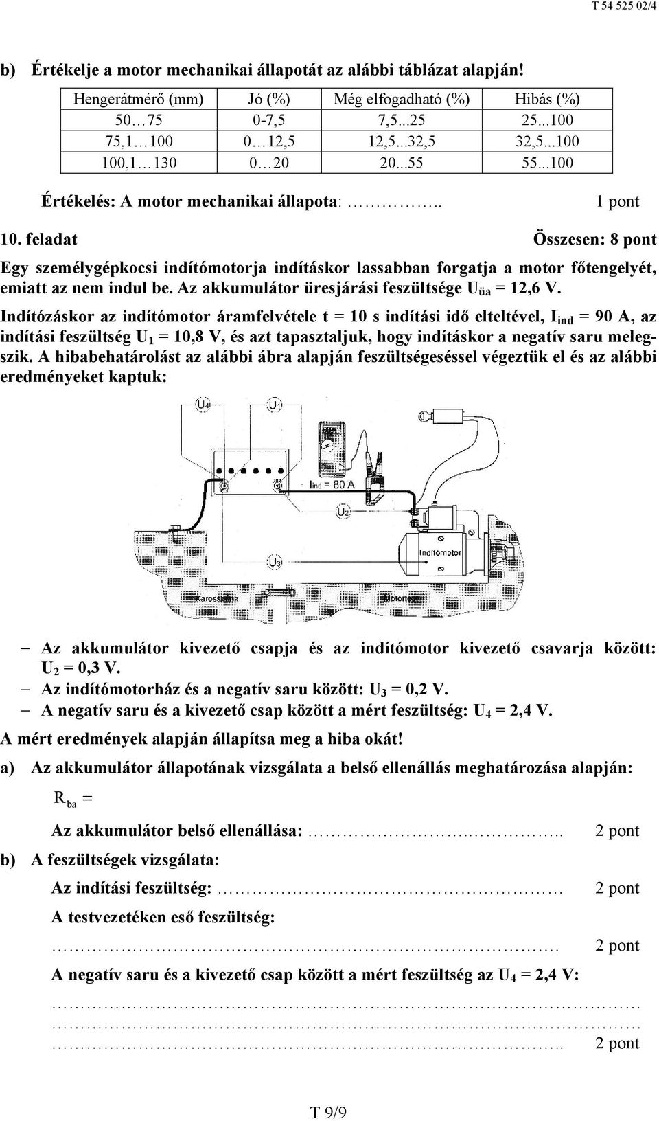 Az akkumulátor üresjárási feszültsége U üa = 12,6 V.