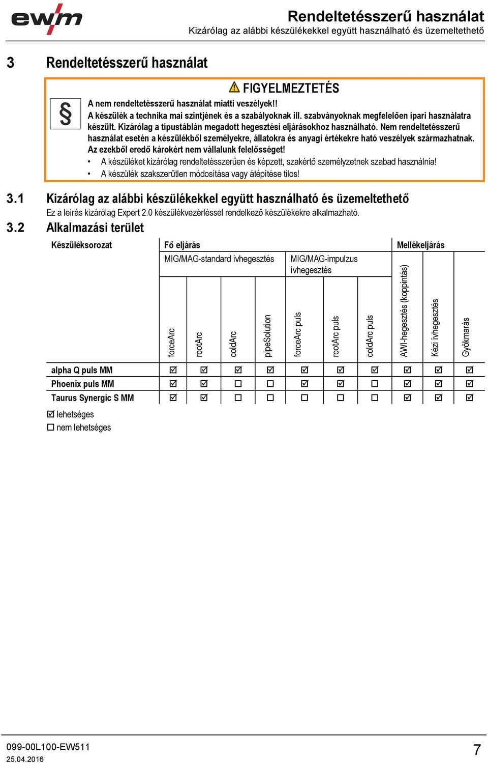 Nem rendeltetésszerű használat esetén a készülékből személyekre, állatokra és anyagi értékekre ható veszélyek származhatnak. Az ezekből eredő károkért nem vállalunk felelősséget!