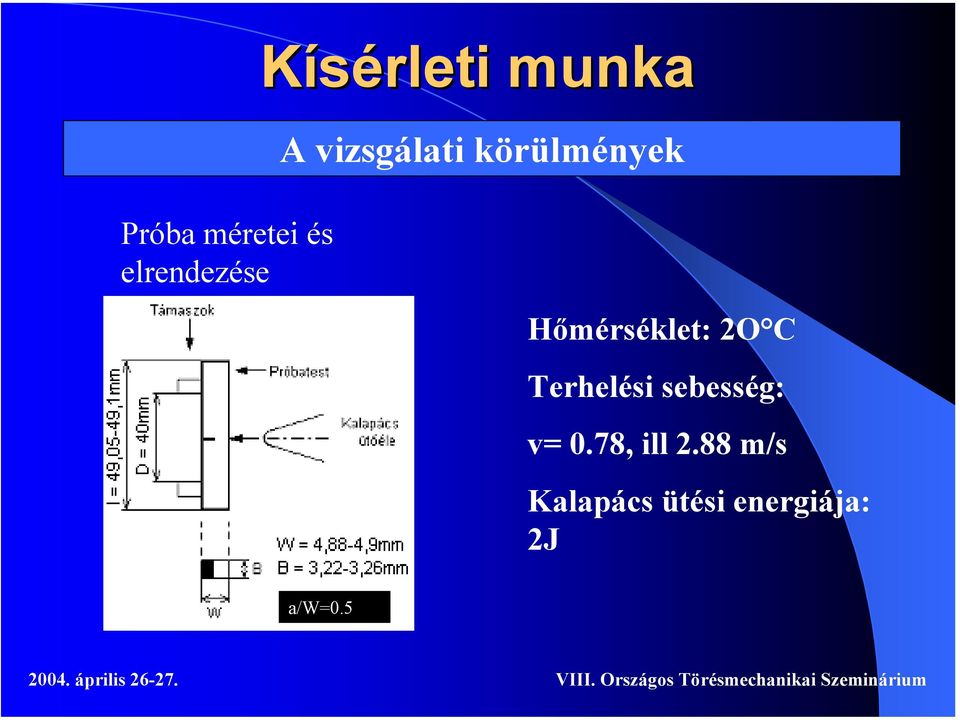 Hőmérséklet: 2O C Terhelési sebesség: v=