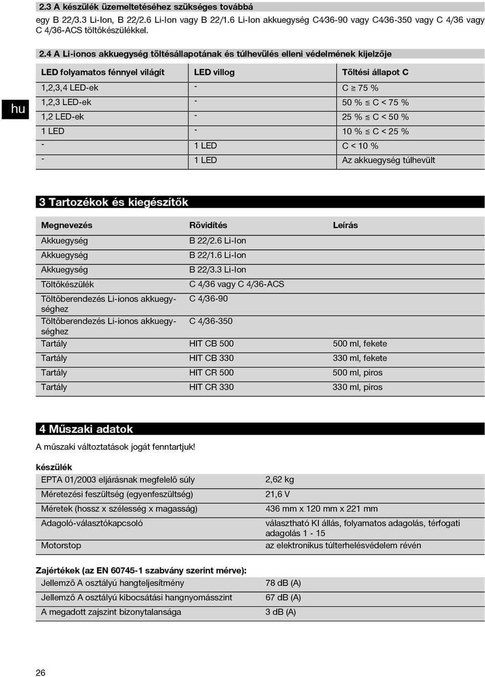 /2.6 Li Ion vagy B 22