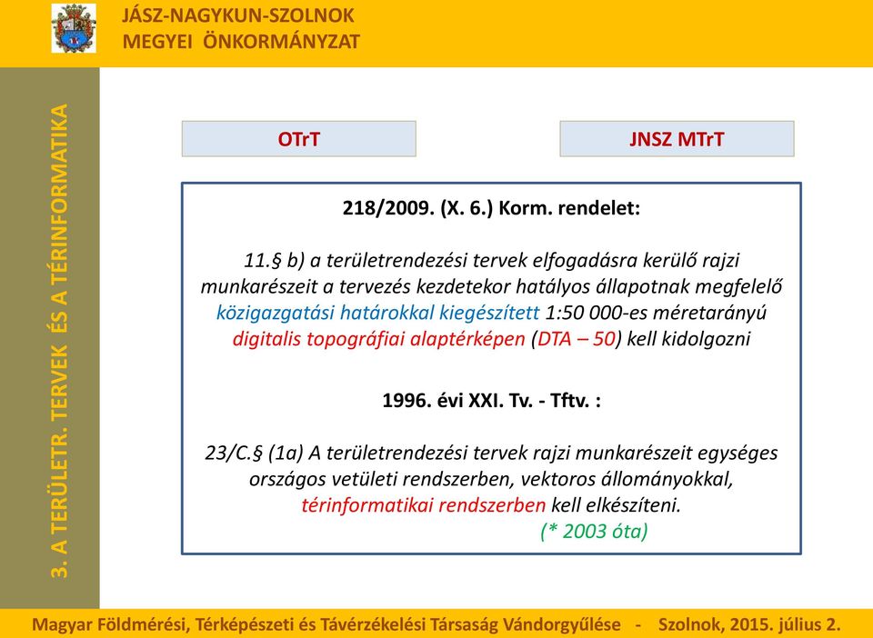 határokkal kiegészített 1:50 000-es méretarányú digitalis topográfiai alaptérképen (DTA 50) kell kidolgozni 1996. évi XXI. Tv. - Tftv.