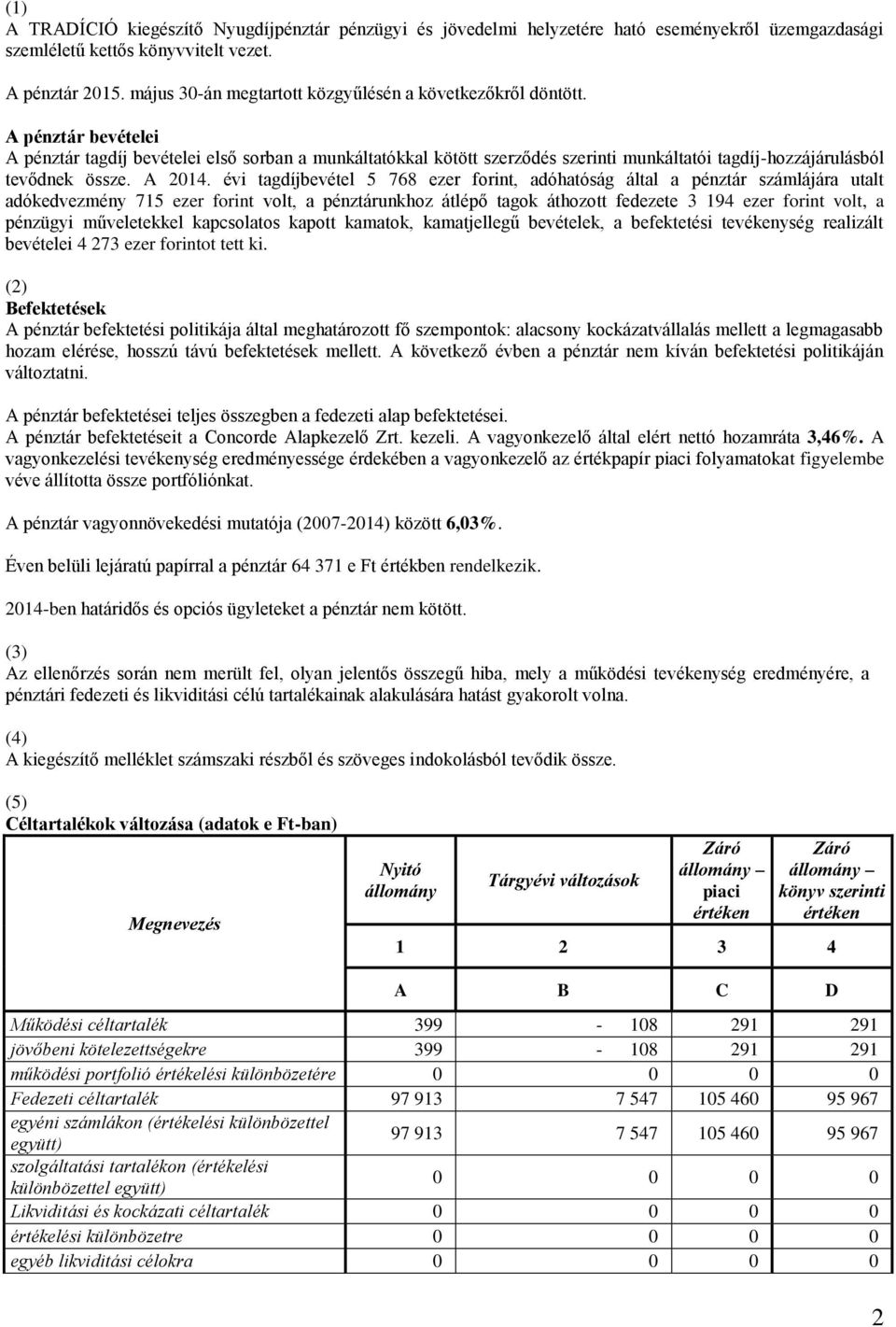 A pénztár bevételei A pénztár tagdíj bevételei első sorban a munkáltatókkal kötött szerződés szerinti munkáltatói tagdíj-hozzájárulásból tevődnek össze. A 2014.