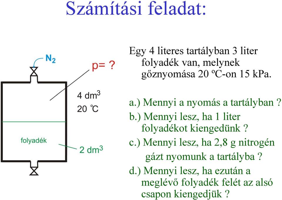 ) Mennyi lesz, ha 1 liter folyadékot kiengedünk? c.