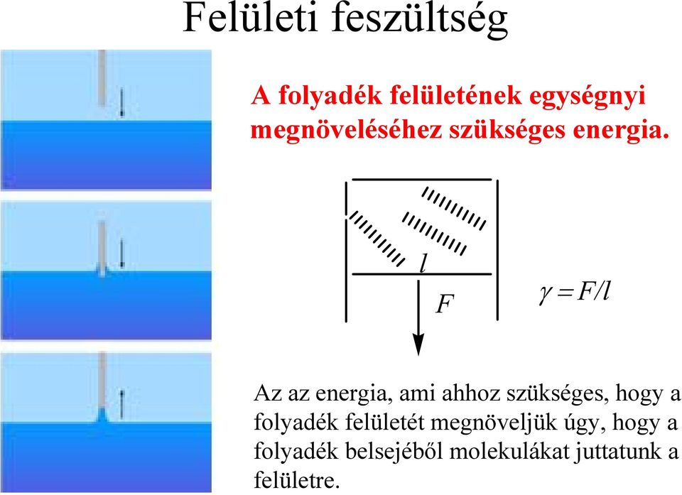 l F γ = F/l Az az energia, ami ahhoz szükséges, hogy a