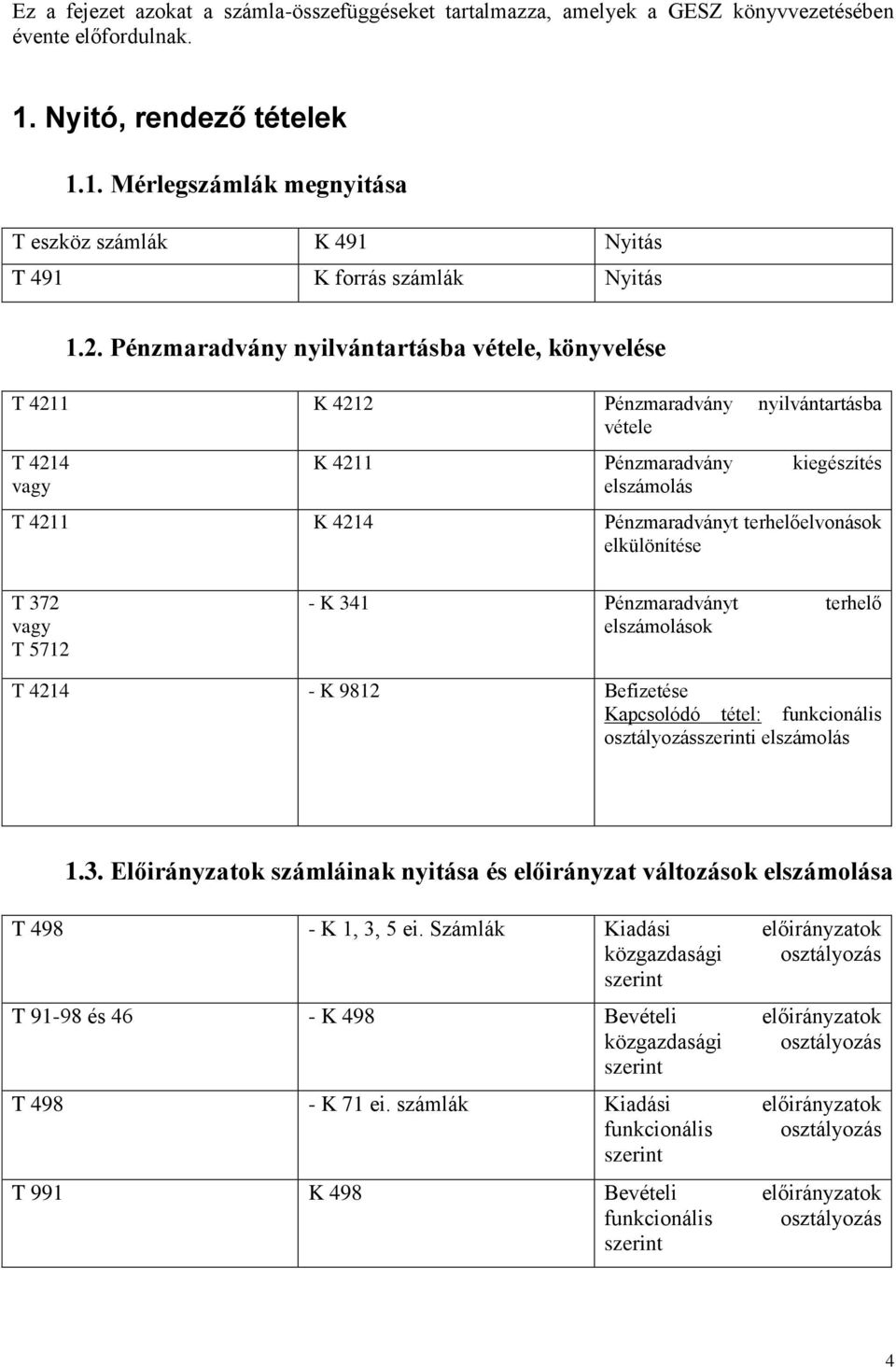 Pénzmaradvány nyilvántartásba vétele, könyvelése T 4211 K 4212 Pénzmaradvány nyilvántartásba vétele T 4214 vagy K 4211 Pénzmaradvány kiegészítés elszámolás T 4211 K 4214 Pénzmaradványt