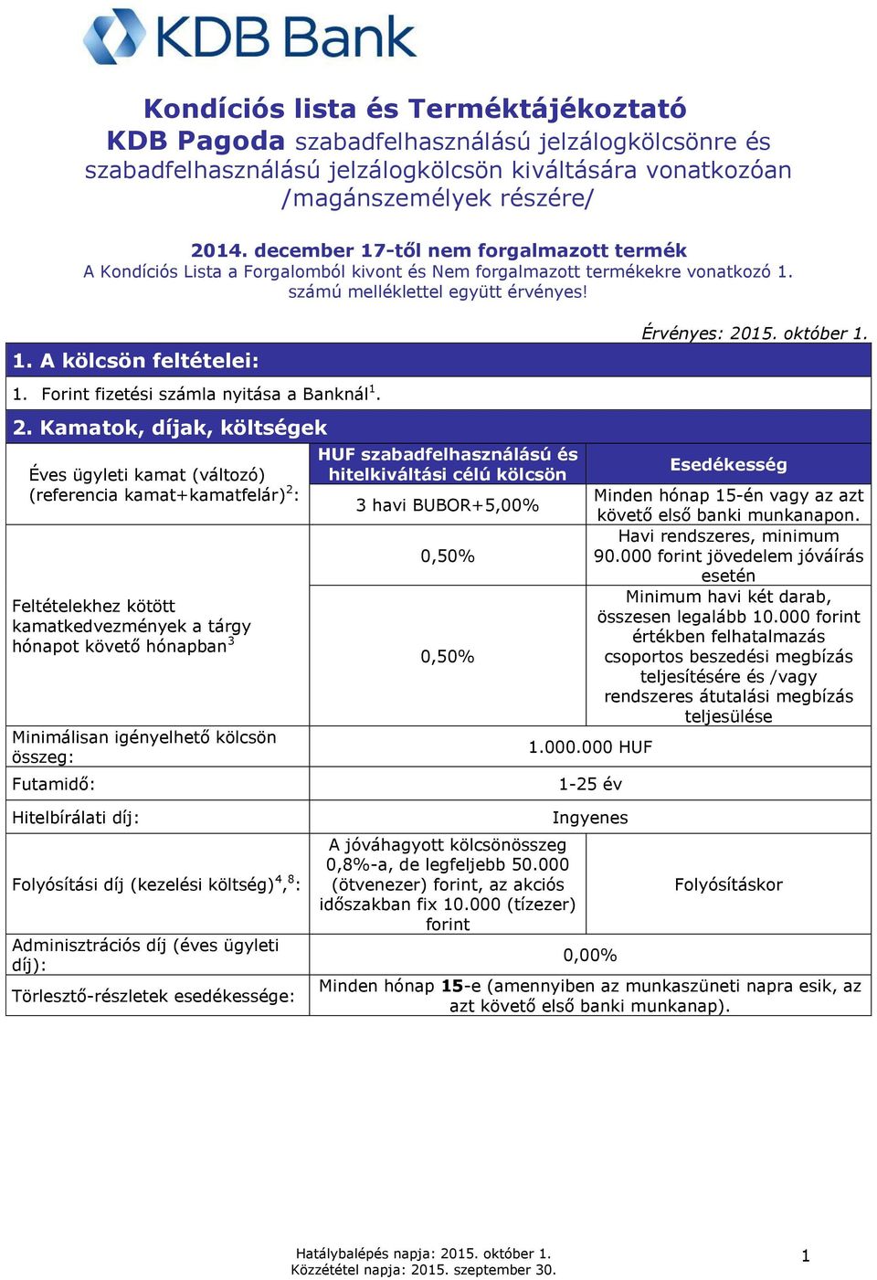 Forint fizetési számla nyitása a Banknál 1. 2.