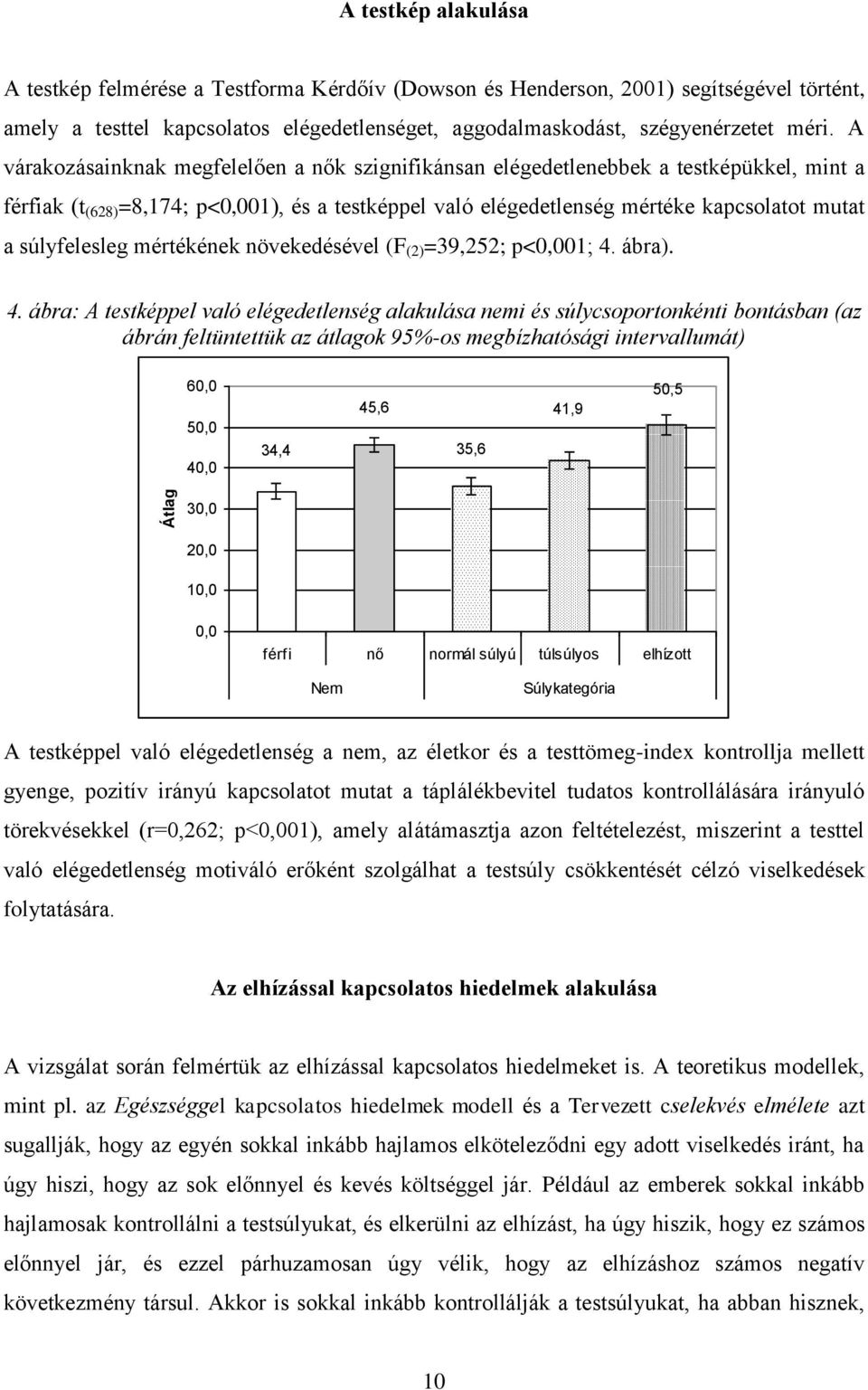 súlyfelesleg mértékének növekedésével (F (2) =39,252; p<0,001; 4.