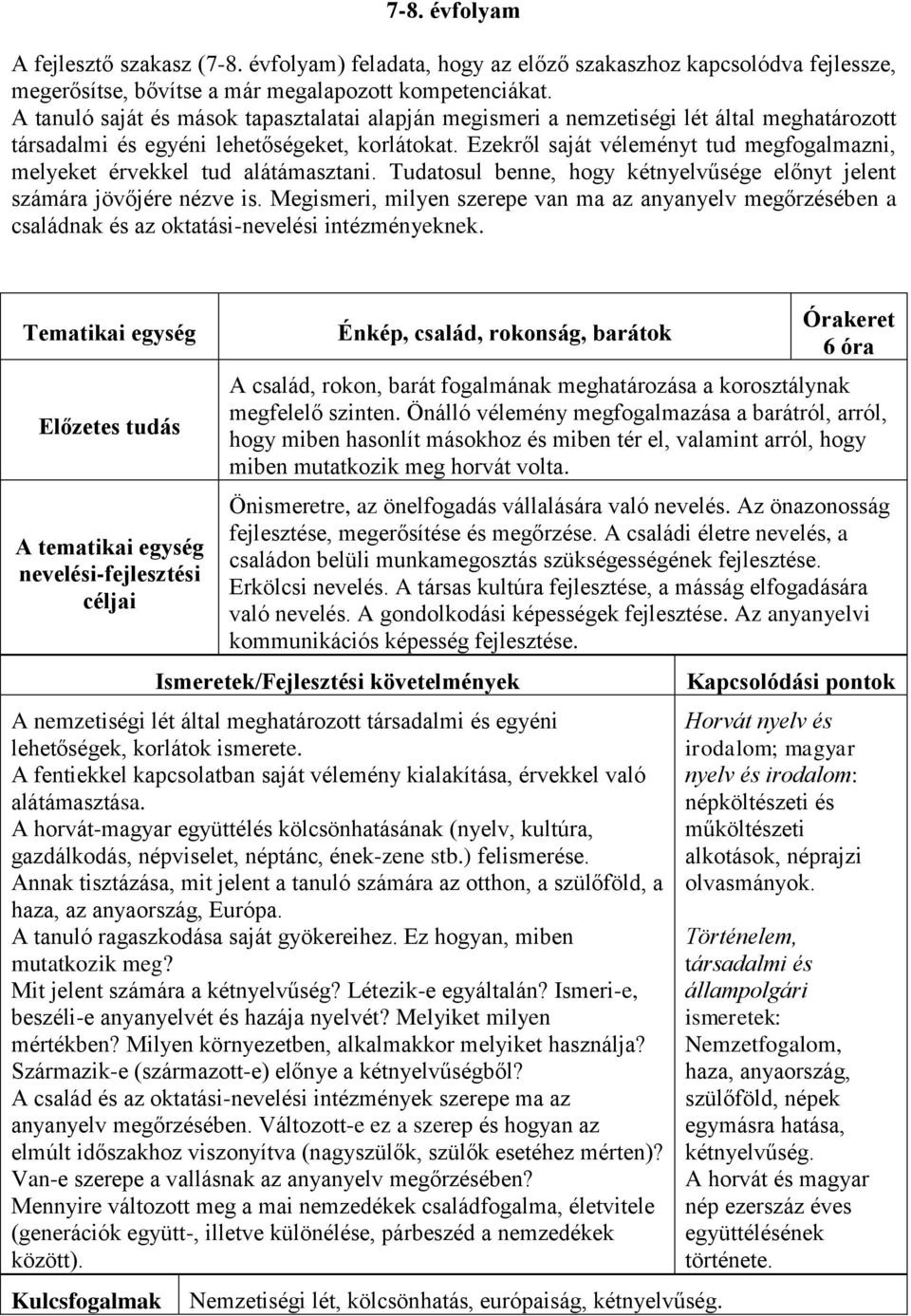 Ezekről saját véleményt tud megfogalmazni, melyeket érvekkel tud alátámasztani. Tudatosul benne, hogy kétnyelvűsége előnyt jelent számára jövőjére nézve is.