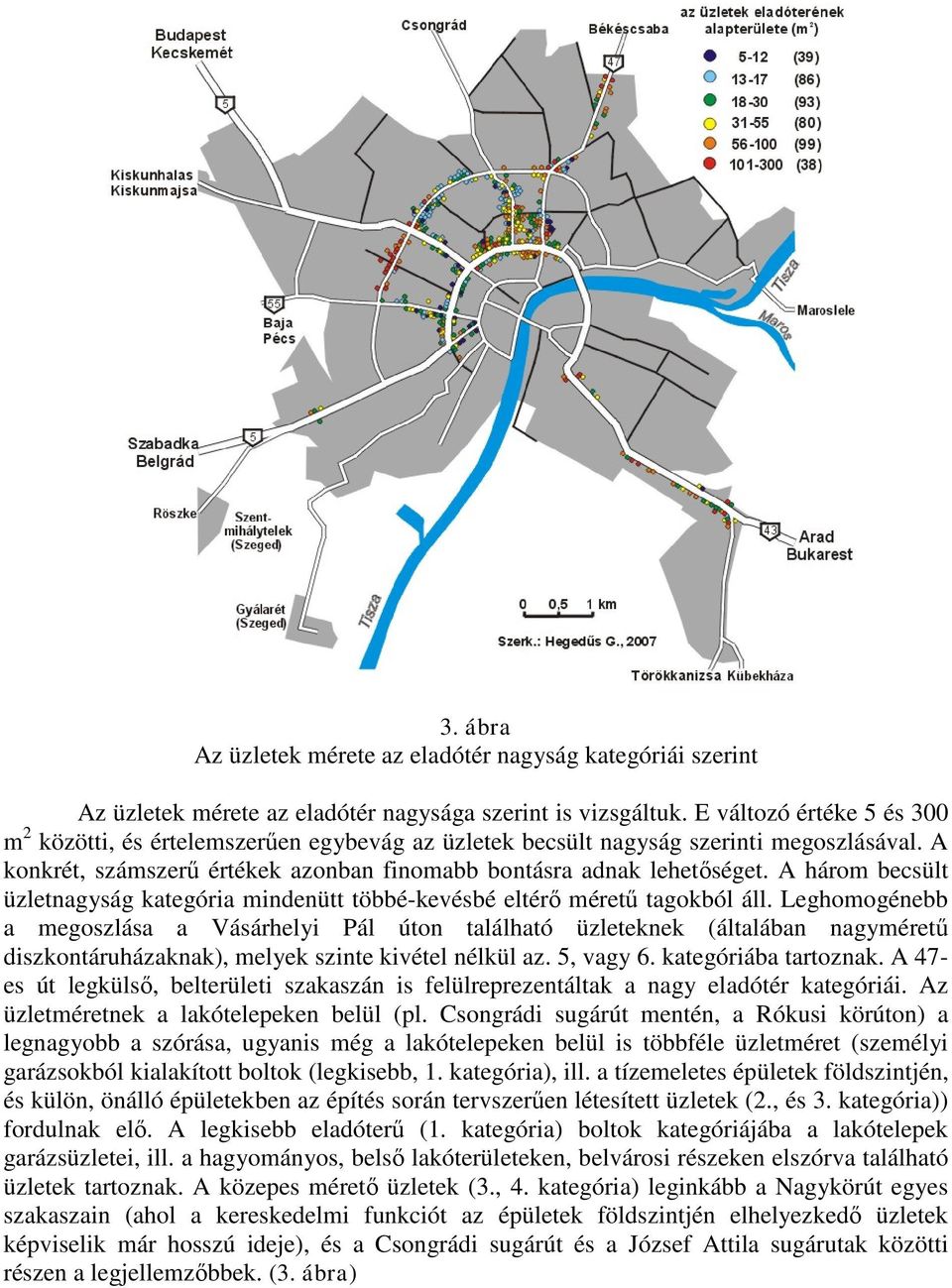 A három becsült üzletnagyság kategória mindenütt többé-kevésbé eltérő méretű tagokból áll.