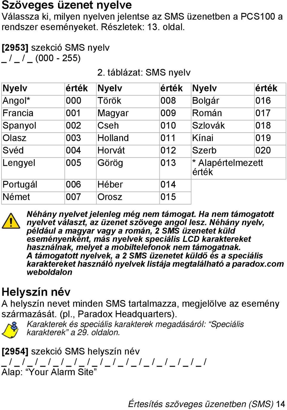 Horvát 012 Szerb 020 Lengyel 005 Görög 013 * Alapértelmezett érték Portugál 006 Héber 014 Német 007 Orosz 015 Néhány nyelvet jelenleg még nem támogat.