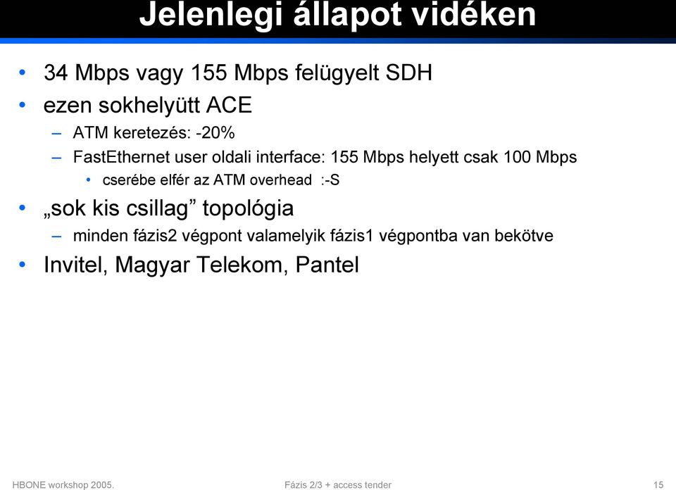 elfér az ATM overhead :-S sok kis csillag topológia minden fázis2 végpont valamelyik fázis1