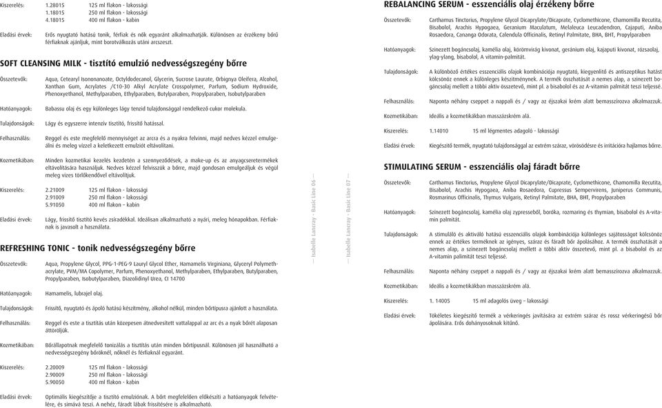 SOFT CLEANSING MILK - tisztító emulzió nedvességszegény bôrre Aqua, Cetearyl Isononanoate, Octyldodecanol, Glycerin, Sucrose Laurate, Orbignya Oleifera, Alcohol, Xanthan Gum, Acrylates /C10-30 Alkyl