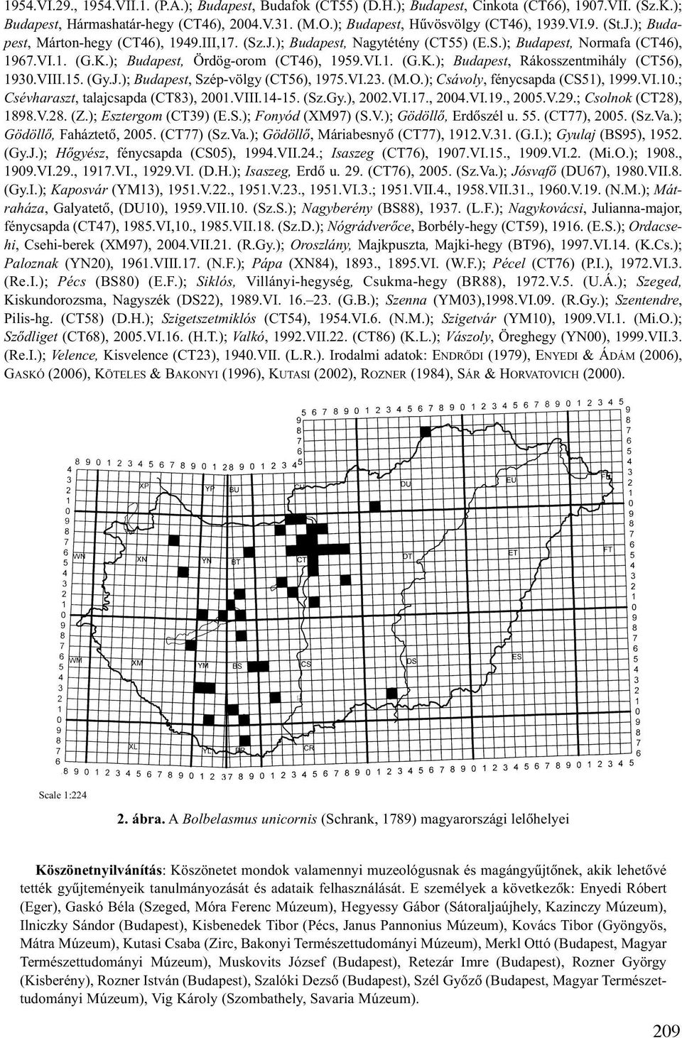VIII.15. (Gy.J.); Budapest, Szép-völgy (CT56), 1975.VI.23. (M.O.); Csávoly, fénycsapda (CS51), 1999.VI.10.; Csévharaszt, talajcsapda (CT83), 2001.VIII.14-15. (Sz.Gy.), 2002.VI.17., 2004.VI.19., 2005.