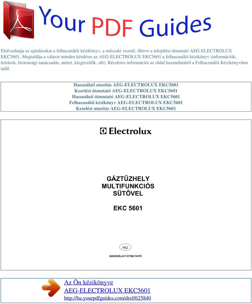 Az Ön kézikönyve AEG-ELECTROLUX EKC PDF Ingyenes letöltés