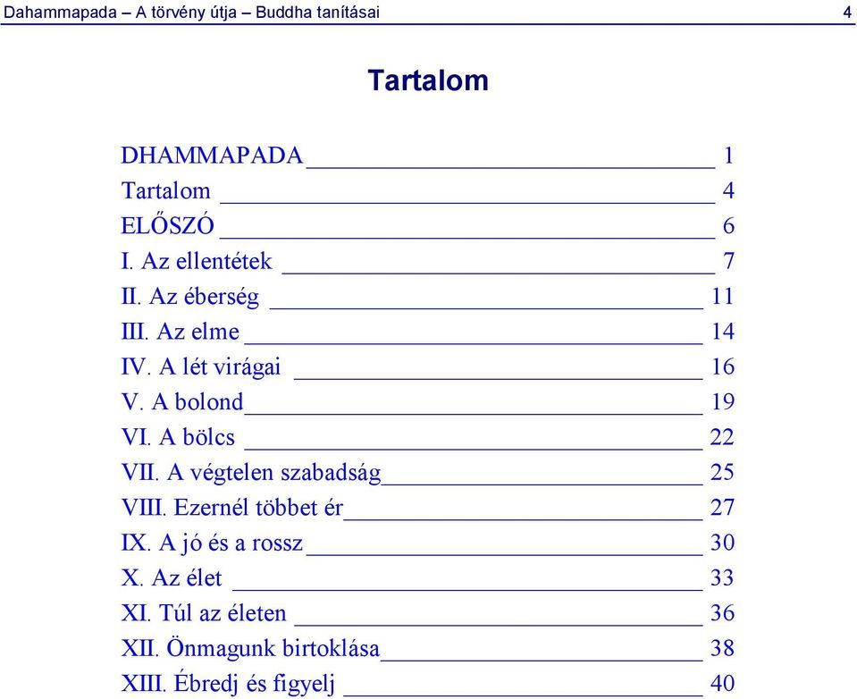 A bölcs 22 VII. A végtelen szabadság 25 VIII. Ezernél többet ér 27 IX.