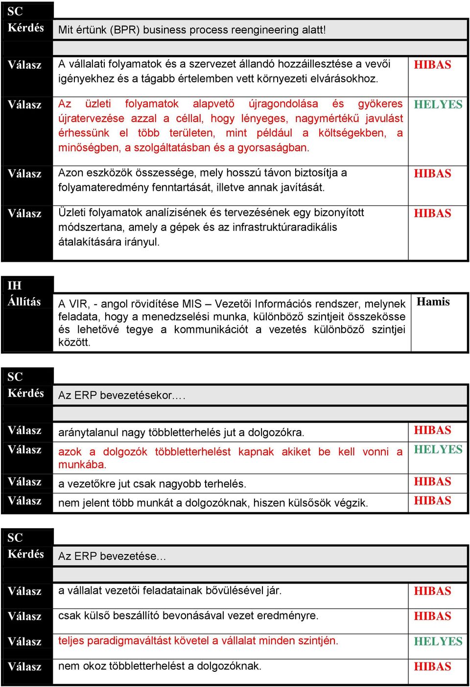 szolgáltatásban és a gyorsaságban. HELYES Azon eszközök összessége, mely hosszú távon biztosítja a folyamateredmény fenntartását, illetve annak javítását.