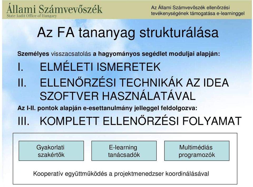 pontok alapján e-esettanulmány jelleggel feldolgozva: III.