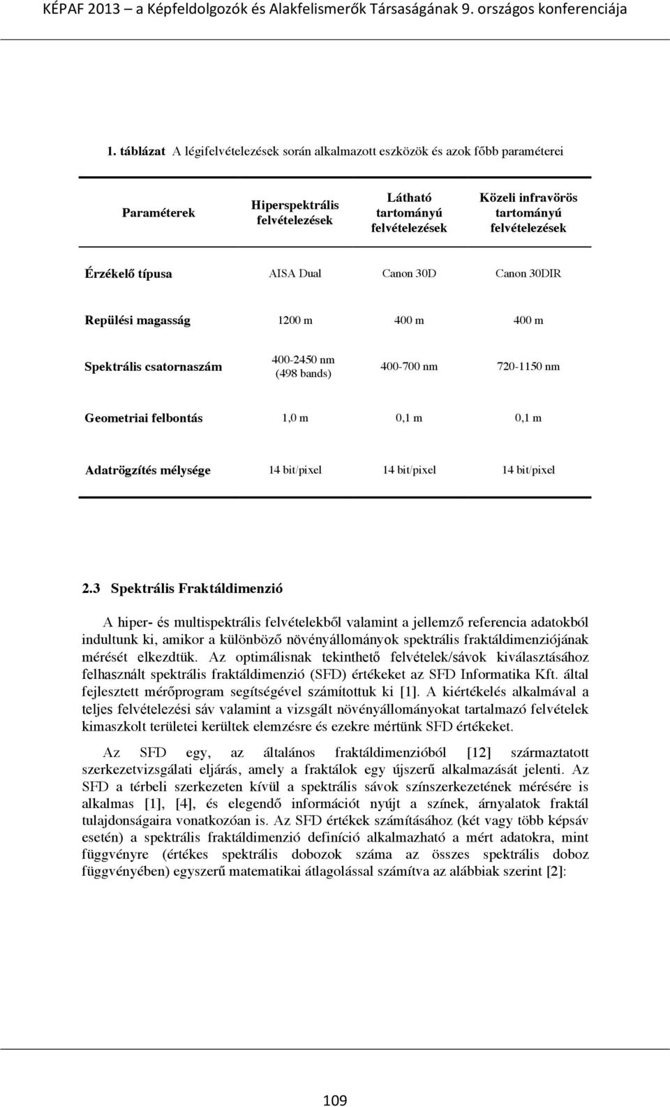 0,1 m 0,1 m Adatrögzítés mélysége 14 bit/pixel 14 bit/pixel 14 bit/pixel 2.