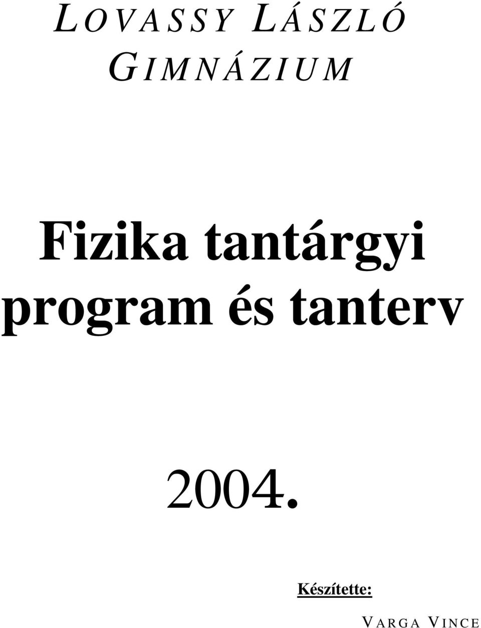 tantárgyi program és tanterv