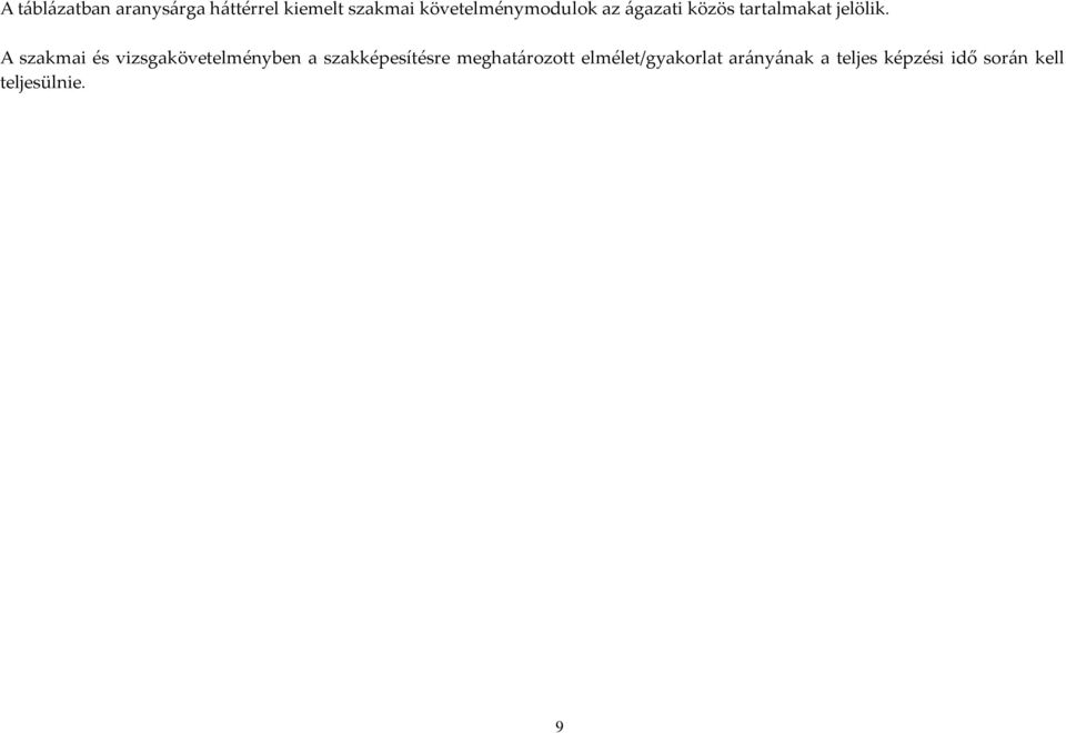 A szakmai és vizsgakövetelményben a szakképesítésre