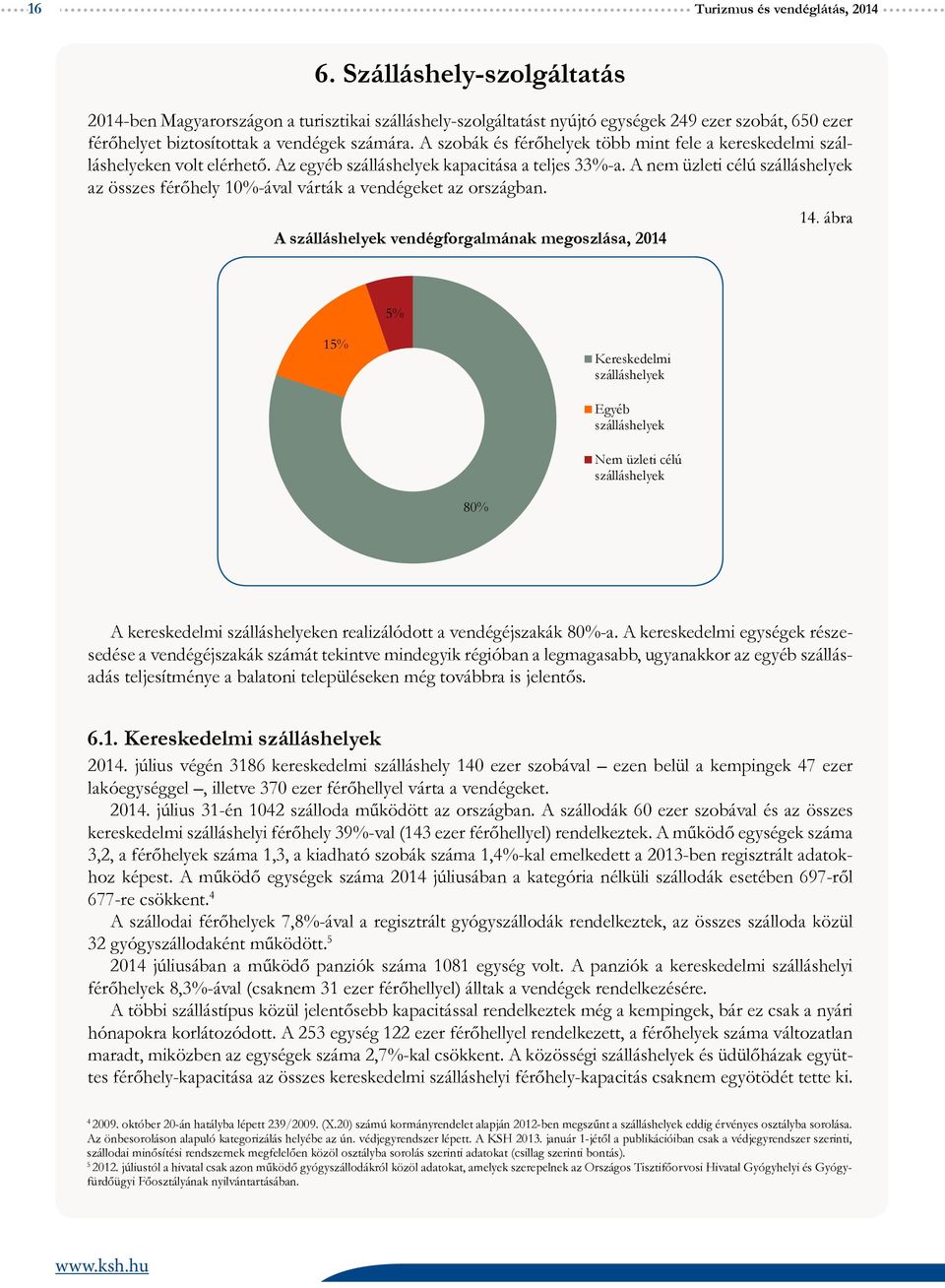 A szobák és férőhelyek több mint fele a kereskedelmi szálláshelyeken volt elérhető. Az egyéb szálláshelyek kapacitása a teljes 33%-a.