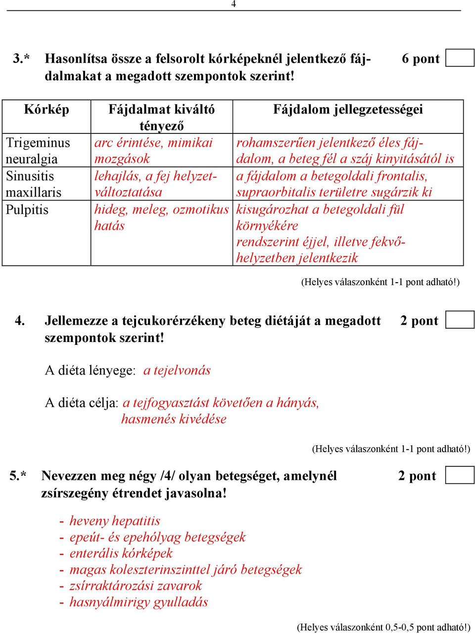 jellegzetességei rohamszerűen jelentkező éles fájdalom, a beteg fél a száj kinyitásától is a fájdalom a betegoldali frontalis, supraorbitalis területre sugárzik ki kisugározhat a betegoldali fül