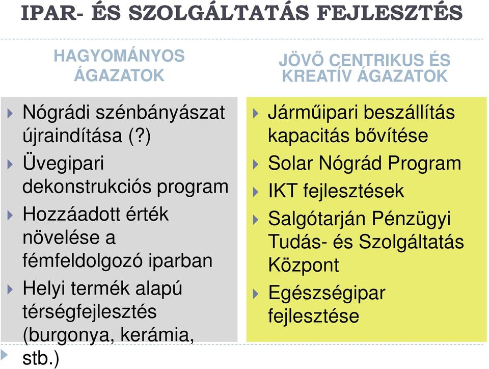 térségfejlesztés (burgonya, kerámia, stb.