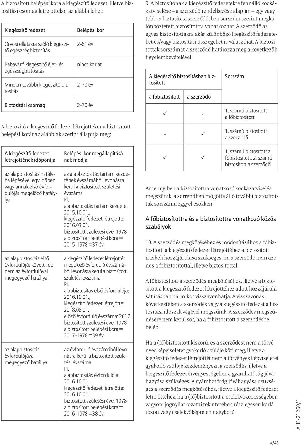 belépési korát az alábbiak szerint állapítja meg: 9.