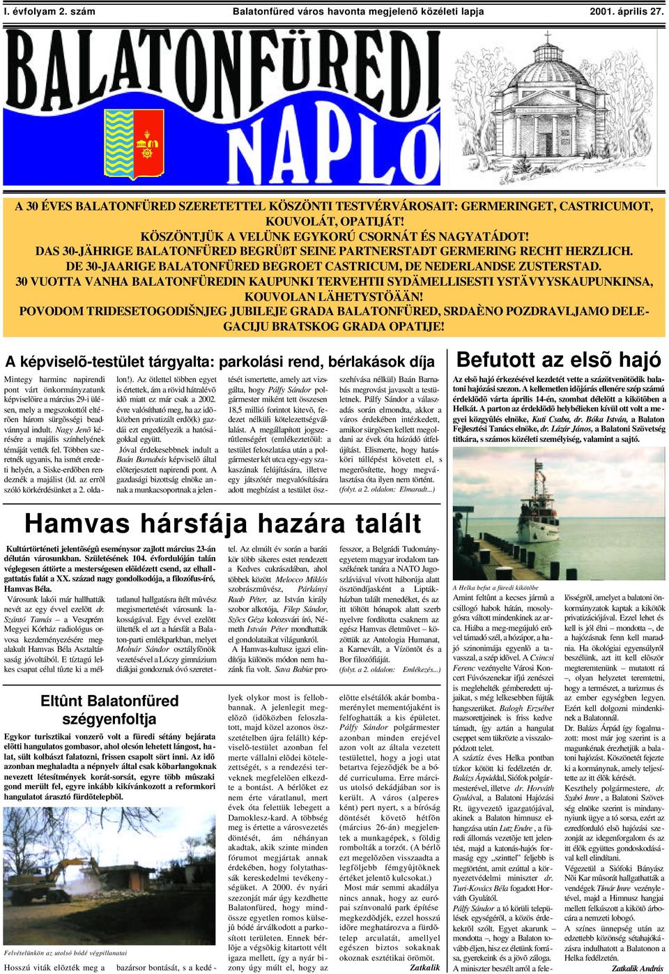 I. évfolyam 2. szám Balatonfüred város havonta megjelenõ közéleti lapja  április PDF Free Download
