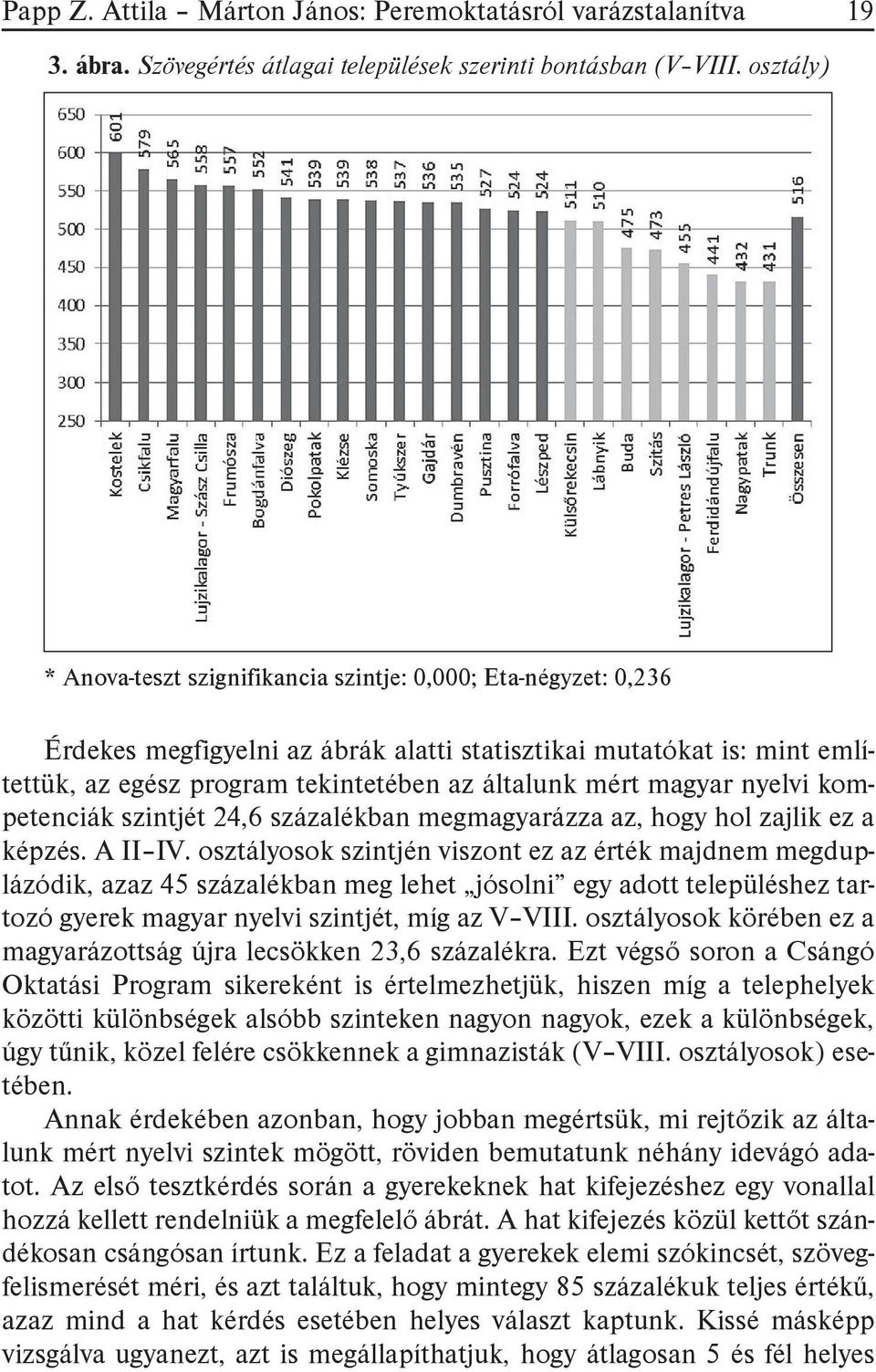 magyar nyelvi kompetenciák szintjét 24,6 százalékban megmagyarázza az, hogy hol zajlik ez a képzés. A II IV.