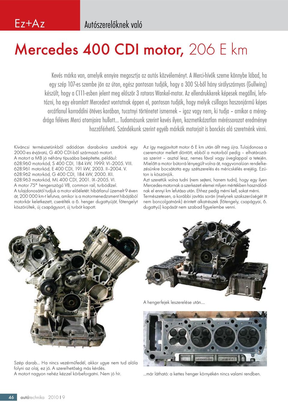 Mercedes 400 CDI motor, 206 E km - PDF Free Download