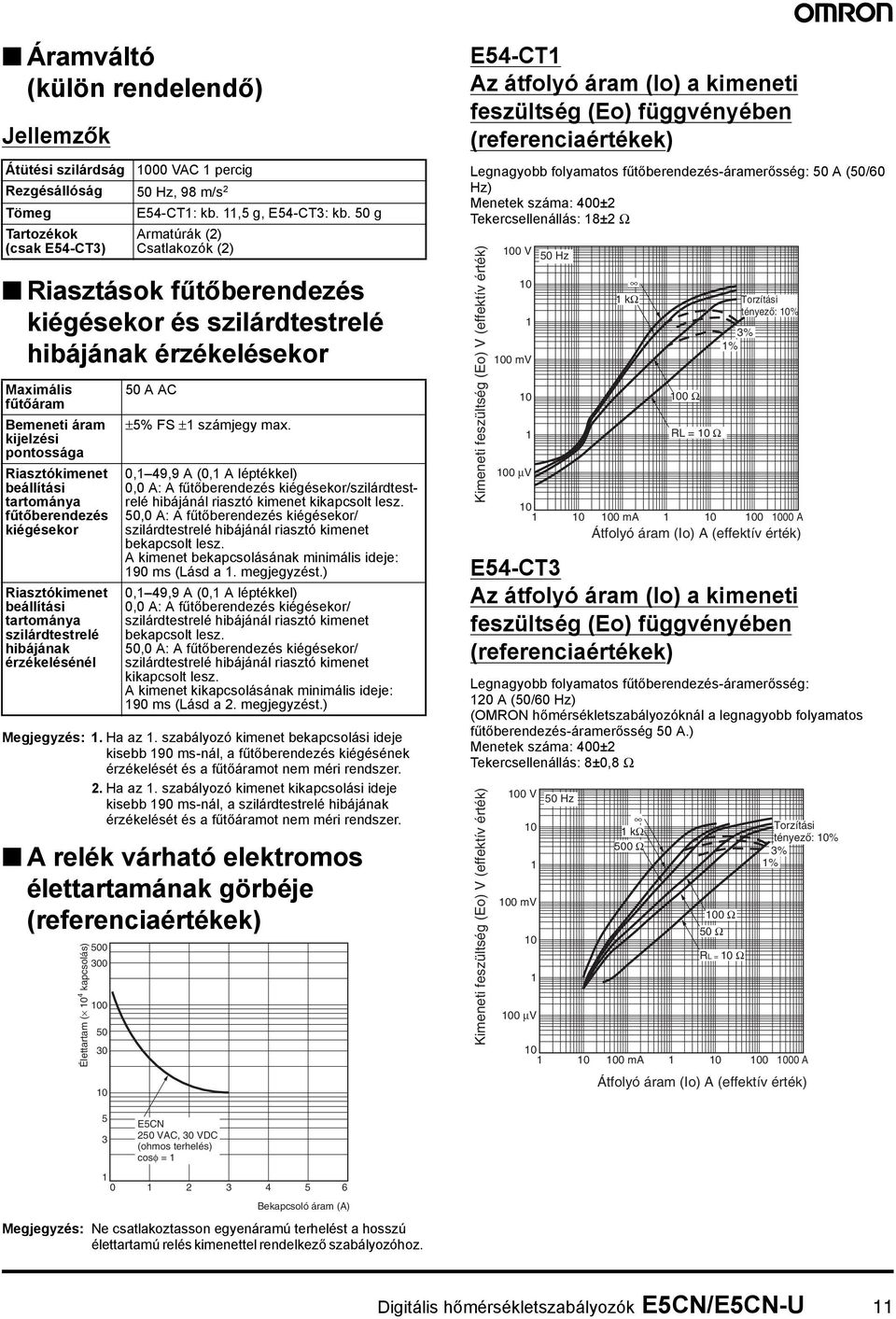 fűtőberendezés kiégésekor Risztókimenet beállítási trtomány szilárdtestrelé hibájánk érzékelésénél 5 A A ±5% FS ± számjegy mx.