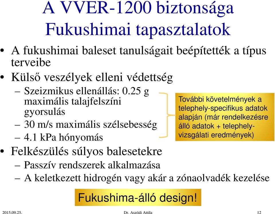 1 kpa hónyomás Felkészülés súlyos balesetekre Passzív rendszerek alkalmazása A keletkezett hidrogén vagy akár a zónaolvadék kezelése