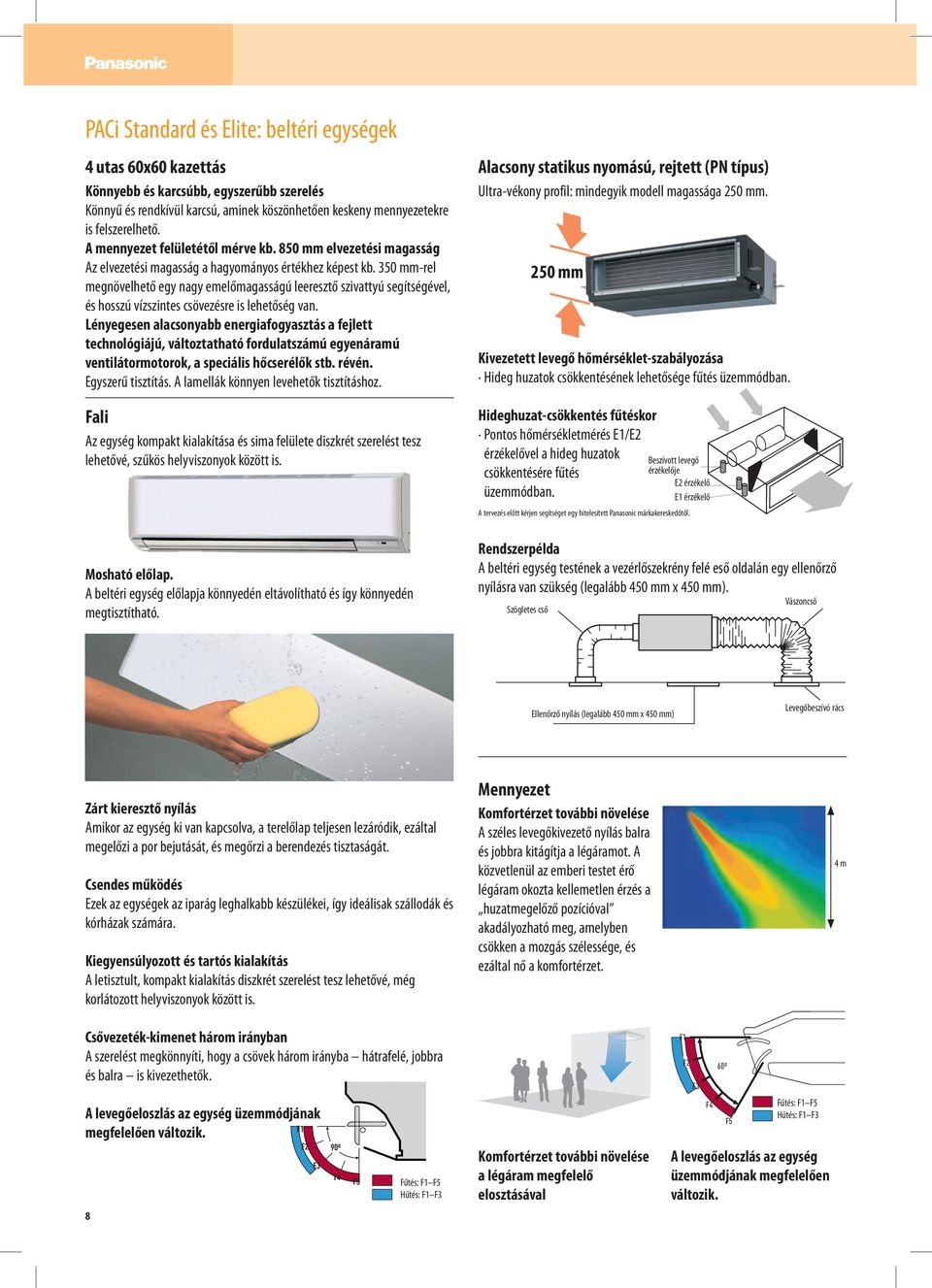 350 mm-rel megnövelhető egy nagy emelőmagasságú leeresztő szivattyú segítségével, és hosszú vízszintes csövezésre is lehetőség van.