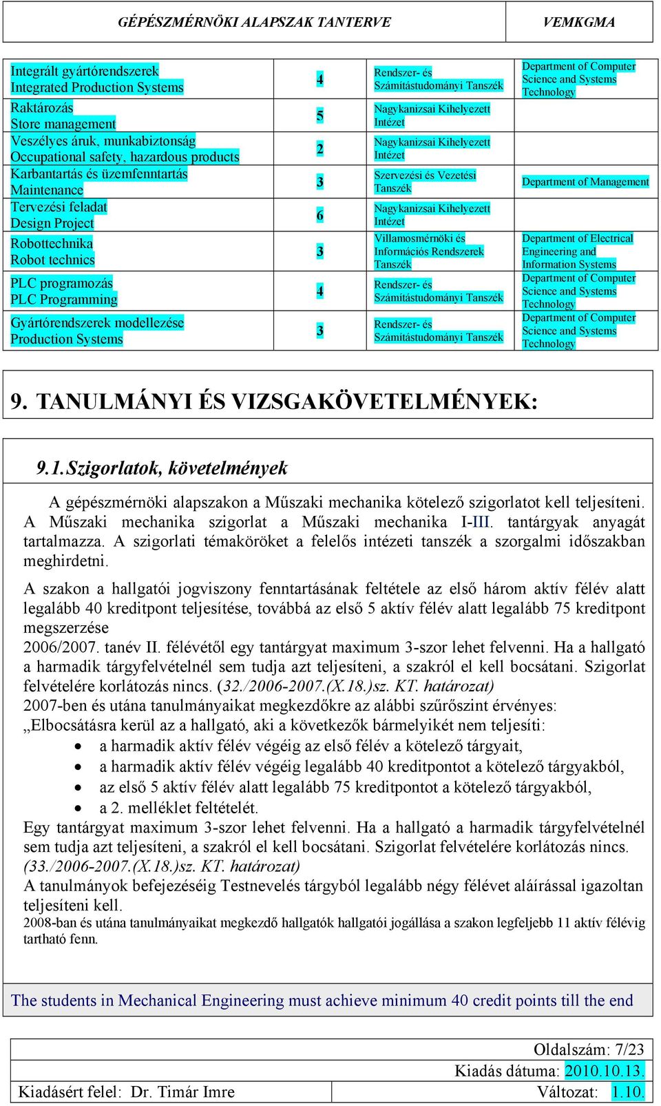 Kihelyezett Szervezéi é Vezetéi Nagykanizai Kihelyezett Villamomérnöki é Információ Rendzerek Rendzer- é Számítátudományi Rendzer- é Számítátudományi Depart of Computer Science and Sytem Technology