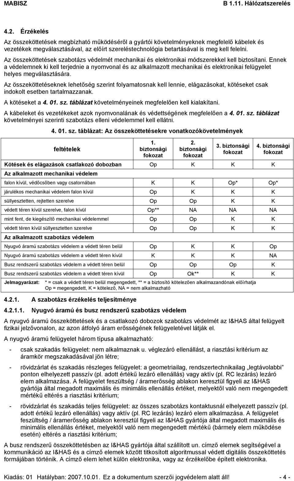 Ennek a védelemnek ki kell terjednie a nyomvonal és az alkalmazott mechanikai és elektronikai felügyelet helyes megválasztására.