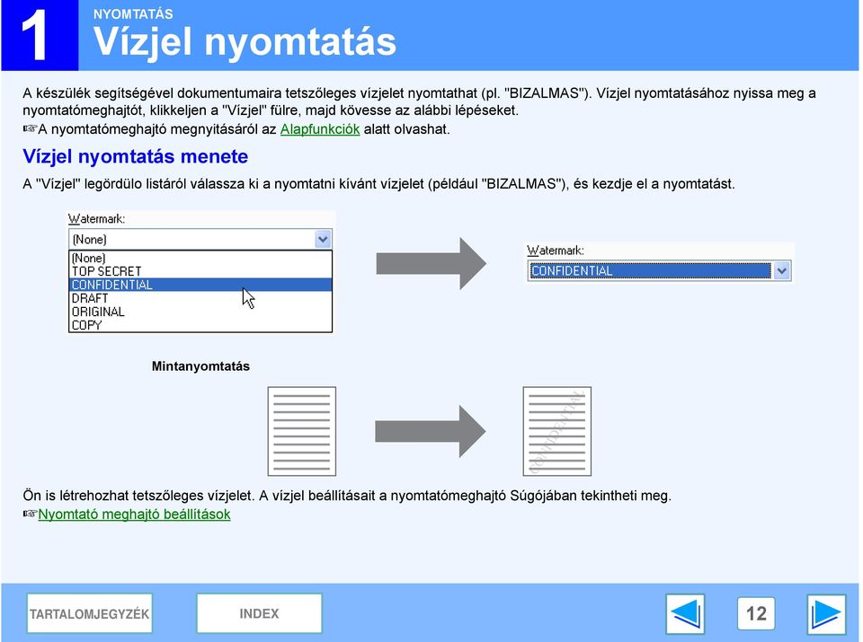 A nyomtatómeghajtó megnyitásáról az Alapfunkciók alatt olvashat.