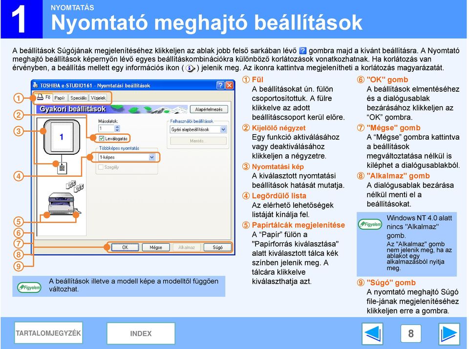 Ha korlátozás van érvényben, a beállítás mellett egy információs ikon ( ) jelenik meg. Az ikonra kattintva megjelenítheti a korlátozás magyarázatát.