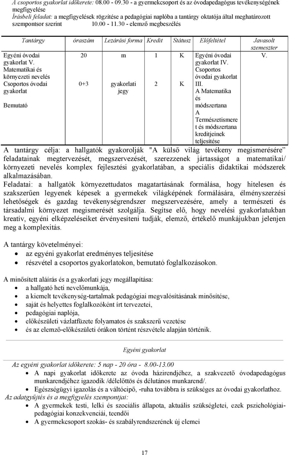 00-11.30 - elemző megbeszélés Egyéni óvodai gyakorlat V.