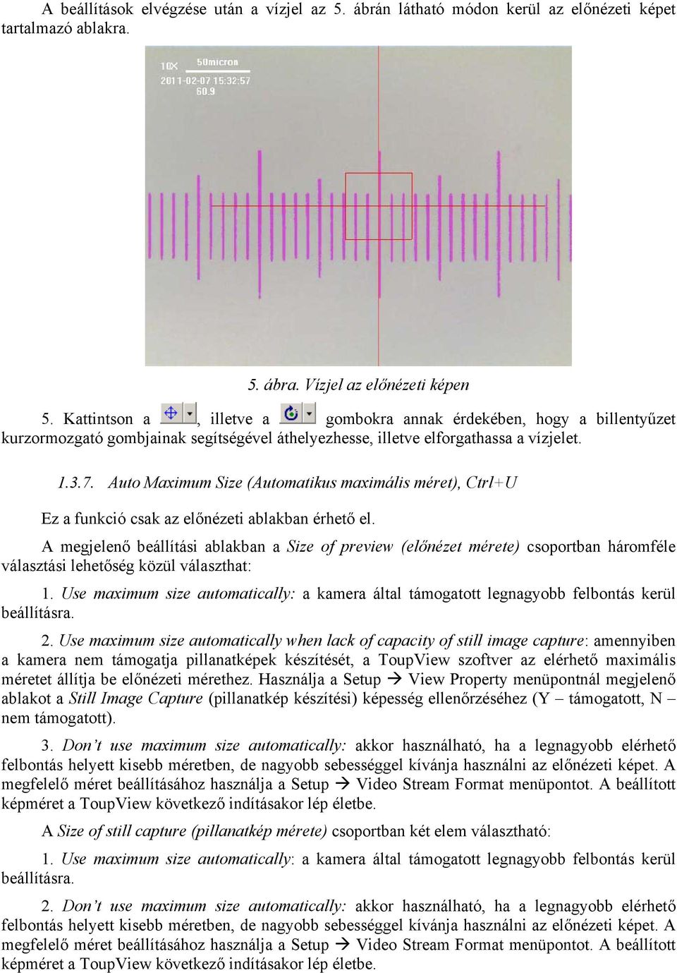 Auto Maximum Size (Automatikus maximális méret), Ctrl+U Ez a funkció csak az előnézeti ablakban érhető el.