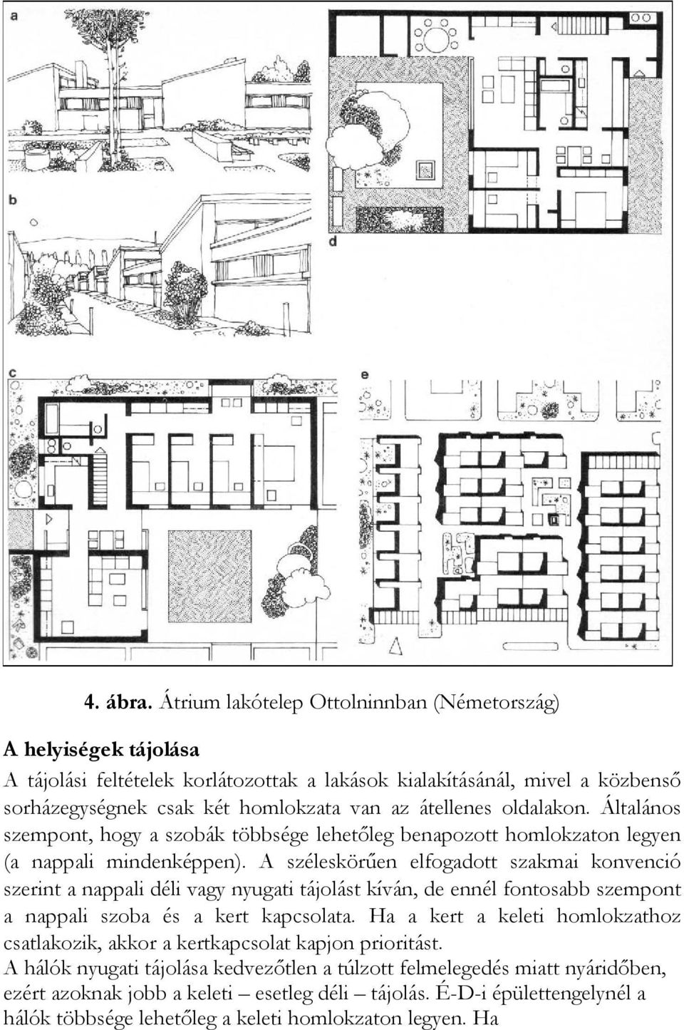 átellenes oldalakon. Általános szempont, hogy a szobák többsége lehetőleg benapozott homlokzaton legyen (a nappali mindenképpen).