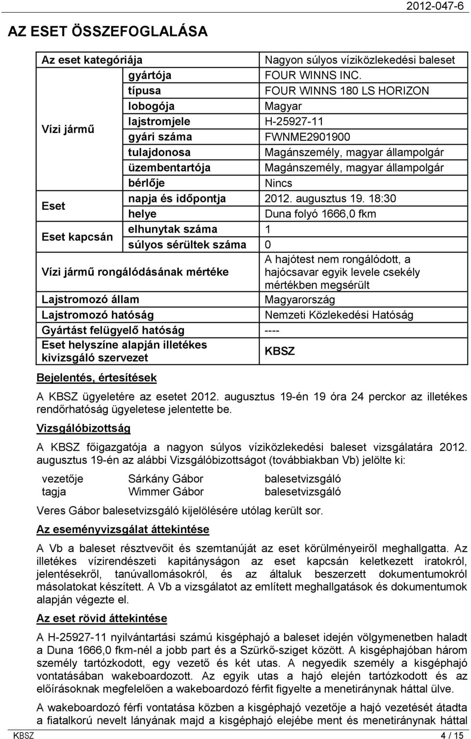 állampolgár bérlője Nincs Eset napja és időpontja 2012. augusztus 19.
