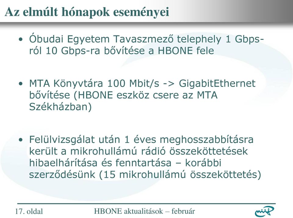 Felülvizsgálat után 1 éves meghosszabbításra került a mikrohullámú rádió