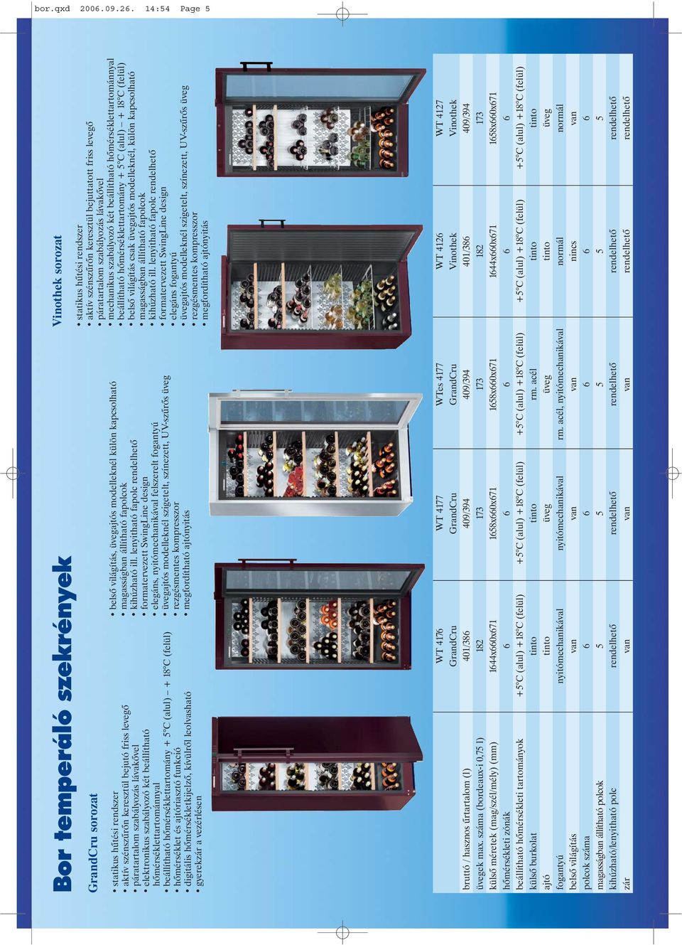 beállítható hõmérséklettartománnyal beállítható hõmérséklettartomány + 5 C (alul) + 8 C (felül) hõmérséklet és ajtóriasztó funkció digitális hõmérsékletkijelzõ, kívülrõl leolvasható gyerekzár a