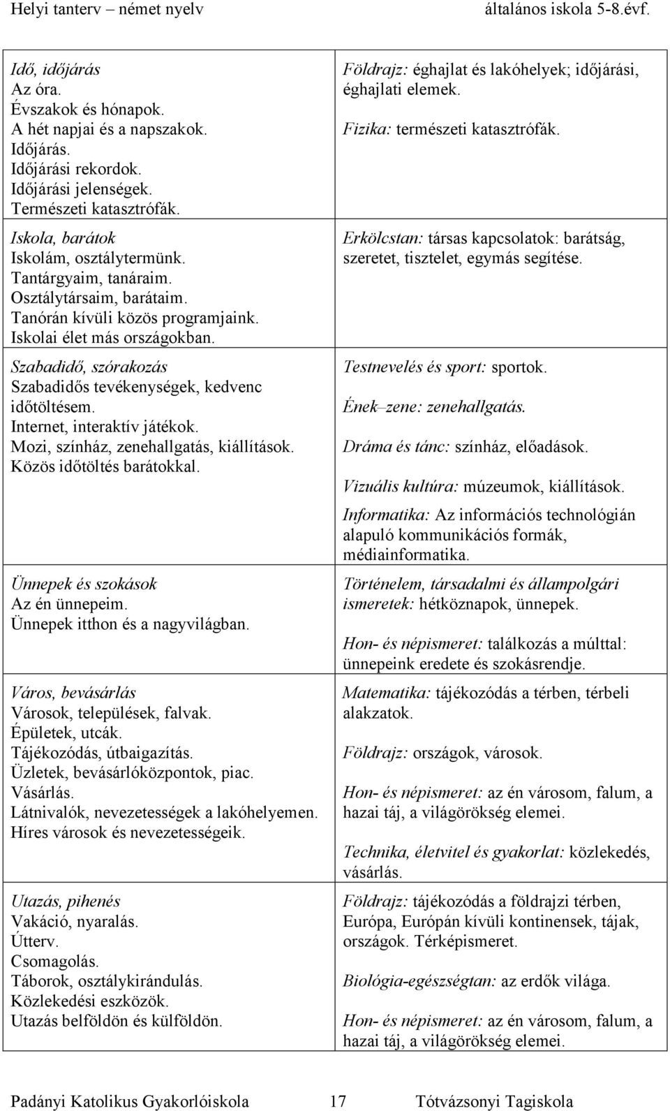 Internet, interaktív játékok. Mozi, színház, zenehallgatás, kiállítások. Közös időtöltés barátokkal. Ünnepek és szokások Az én ünnepeim. Ünnepek itthon és a nagyvilágban.