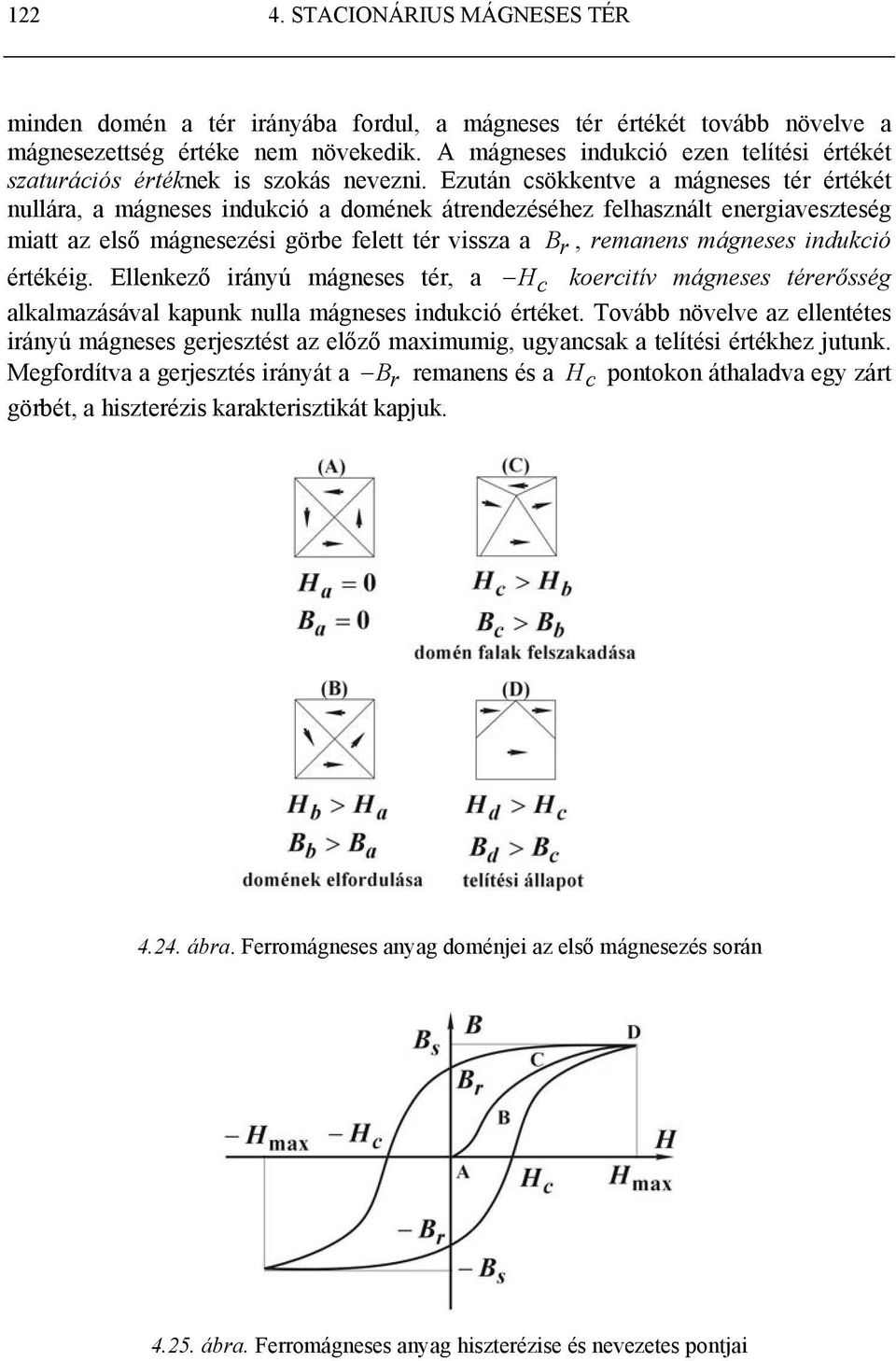 Ezután csökkentve a mágneses té étékét nulláa, a mágneses indukció a domének átendezéséhez felhasznált enegiaveszteség miatt az első mágnesezési göbe felett té vissza a B, emanens mágneses indukció