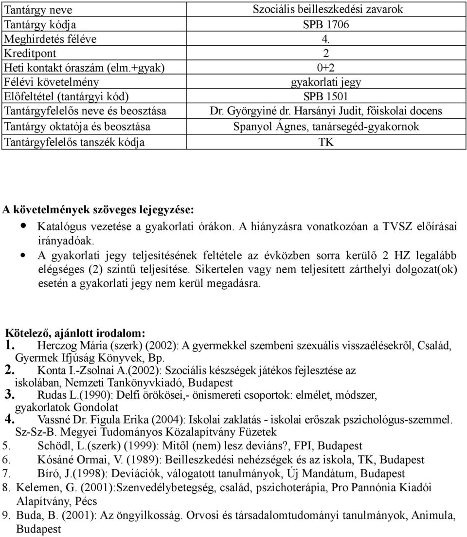 A hiányzásra vonatkozóan a TVSZ előírásai A gyakorlati jegy teljesítésének feltétele az évközben sorra kerülő 2 HZ legalább elégséges (2) szintű teljesítése.