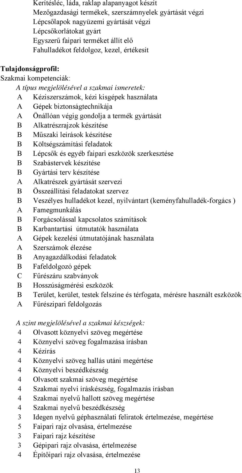 Önállóan végig gondolja a termék gyártását B Alkatrészrajzok készítése B Műszaki leírások készítése B Költségszámítási feladatok B Lépcsők és egyéb faipari eszközök szerkesztése B Szabástervek